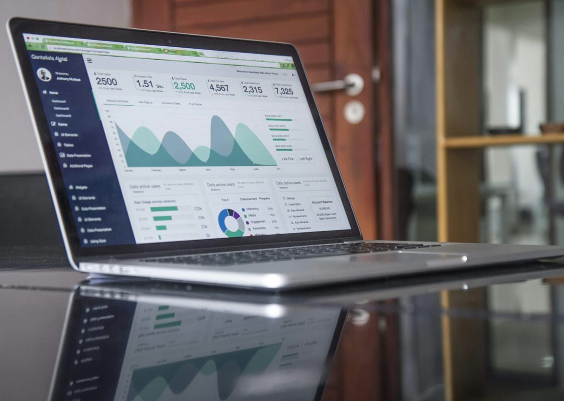 Website analytics report open on a laptop